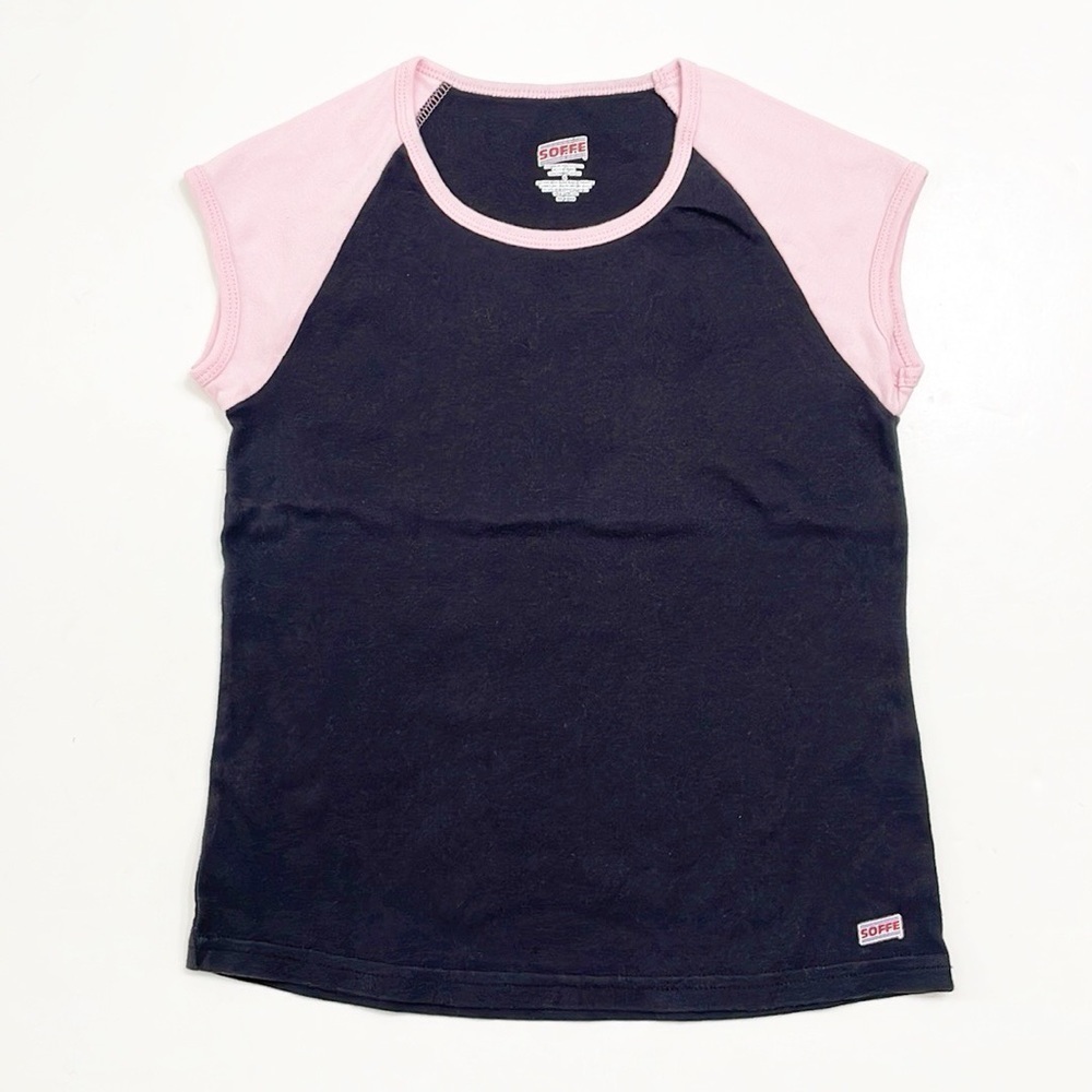 Soffe black/pink short sleeve baseball tee